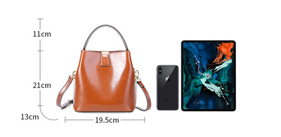 Bolsa de Cuero Encerado para Mujer - Bandolera Tipo Balde Portátil - Image 9