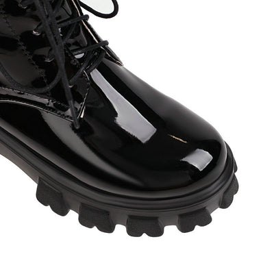 Botas Martin de Cuero Charol con Plataforma y Cordones - Estilo Urbano Moderno - Image 6