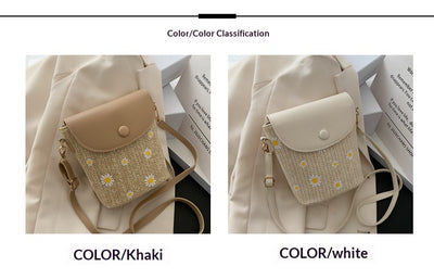 Bolso de Hombro Tejido en Rafia con Detalles Plisados - Image 8