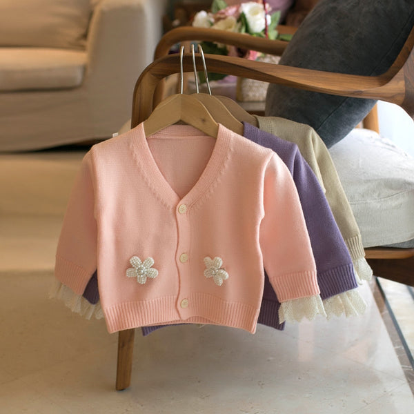 Cardigan Floral para Niñas con Escote en V