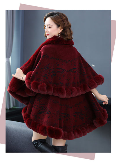 Capa Chal de Piel de Conejo Rex Imitación para Mujer Talla Plus - Image 12