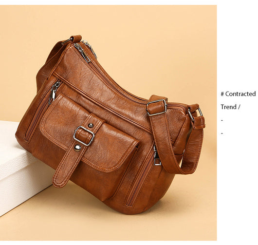 Bolsa Mensajero de Cuero Auténtico Retro Gran Capacidad - Image 10