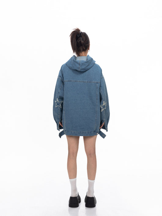 Sudadera Denim Oversized Vintage Lavado Retro - Image 5