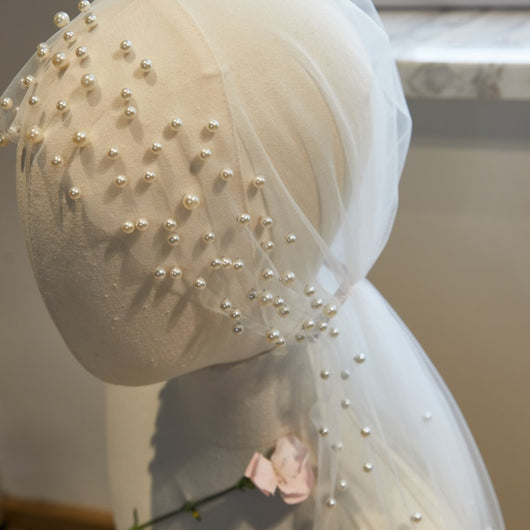 Vestido de Novia Largo con Velo de Perlas Fairy - Image 4