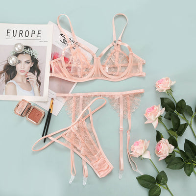Conjunto de Lencería Erótica de Encaje Tricolor para Mujer - Image 4