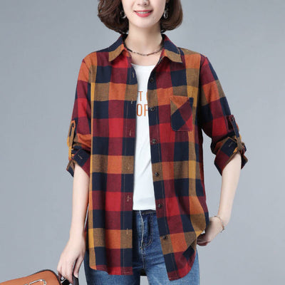 Camisa Cuadriculada Manga Larga para Mujer - Corte Slim Elegante - Image 4