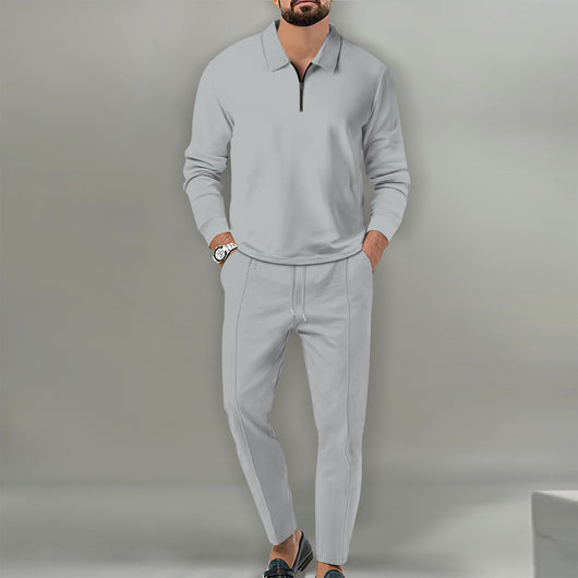 Traje de Pantalón Largo con Cierre y Textura Waffle para Hombre - Image 3