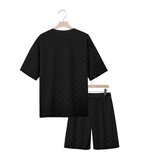 Conjunto de Playera y Shorts Casuales a Cuadros para Hombre - Image 38