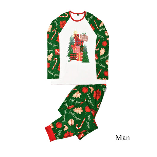 Green baby Christmas pajama romper with red trim, featuring candy canes, ornaments, gingerbread men, and poinsettias. - Image 10