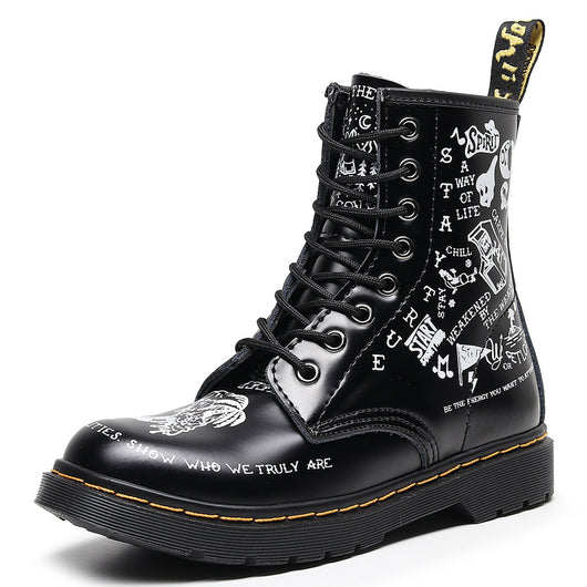 Botas de Cuero Personalizadas con Calavera Graffiti - Motociclista Unisex - Image 7
