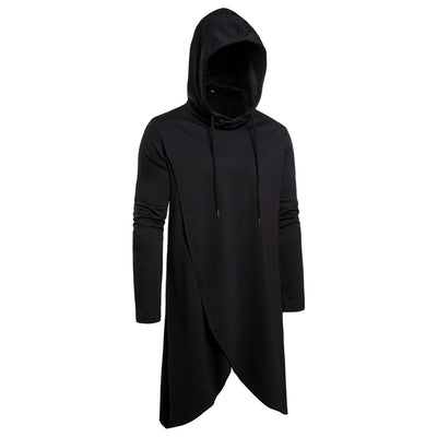 Sudadera Hoodie Slim Fit Irregular de Largo Medio en Colores Sólidos para Hombre - Image 8