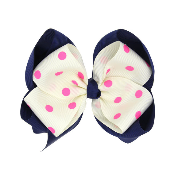 Clip Decorativo Infantil de Dos Capas con Lunares y Moño