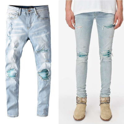 Jeans Azul Cielo Desgastado con Roturas Vintage para Hombre - Image 3