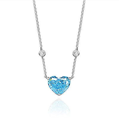 Colgante de Circón Azul Océano en Forma de Corazón - Plata de Ley S925 - Image 5