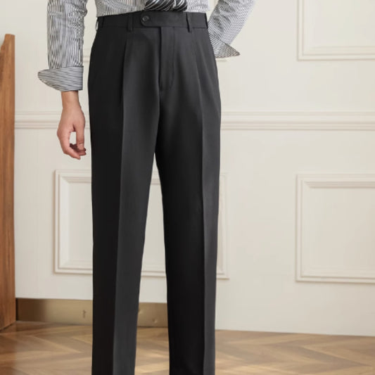 Pantalón de Talle Alto Estilo Retro sin Planchado con Cintura Elástica