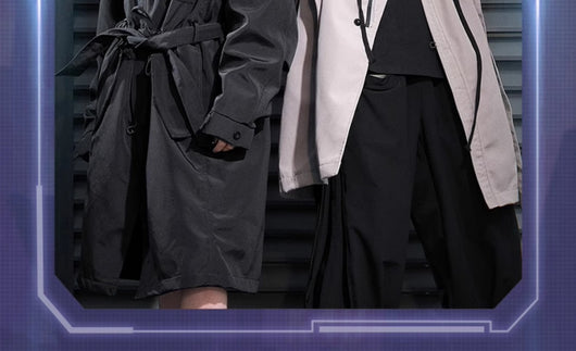 Abrigo Tipo Trench Coat Oblicuo de Solapa Alta para Hombre - Image 10