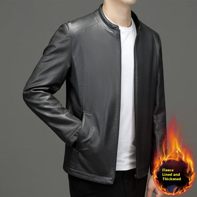 Chaqueta de Cuero Casual Acolchada para Hombre con Forro Polar - Image 7