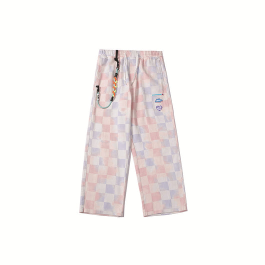Pantalones Casuales a Cuadros con Degradado Holgados y Rectos para Hombre y Mujer - Image 4