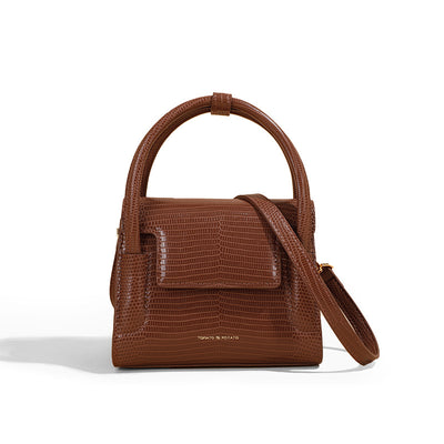 Bolso Mensajero de Cuero Genuino con Patrón de Lagartija para Mujer - Image 4