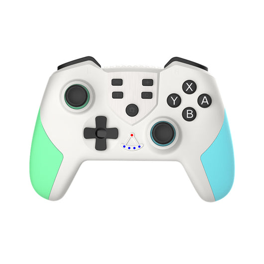 Black wireless Bluetooth gamepad with red left grip and blue right grip, dual joysticks, and action buttons. - Image 3