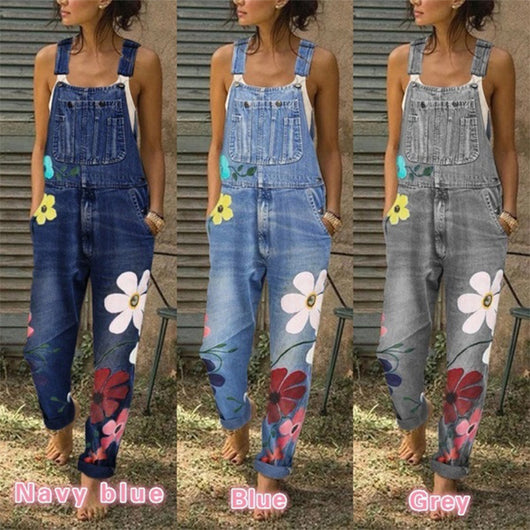 Overol Denim Estampado para Mujer con Lavado Vintage - Image 6