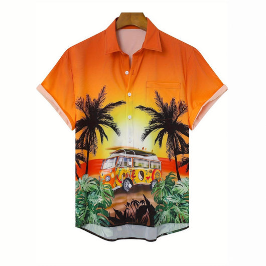Camisa Manga Corta Hombre Estampado Floral 3D - Image 3
