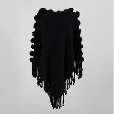 Suéter Tipo Poncho con Borlas y Cuello Redondo para Mujer - Image 3