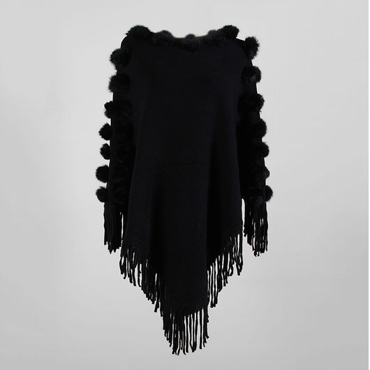 Suéter Tipo Poncho con Borlas y Cuello Redondo para Mujer - Image 3