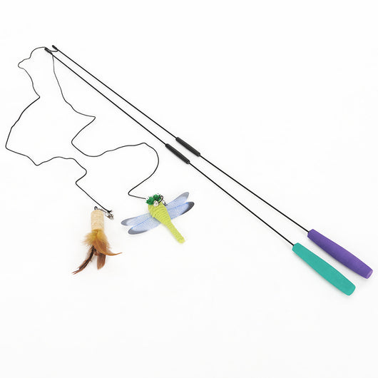 Juguete Interactivo para Gatos con Vara Larga y Plumas - Image 2
