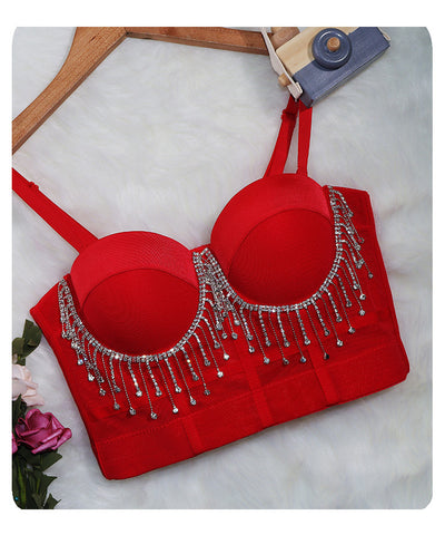 Top Cadena Danza Vientre Ajustable Tubo Fino Anillo Acero