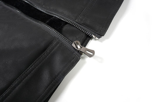 Chaqueta de Cuero PU con Cuello Mao para Hombre - Image 9