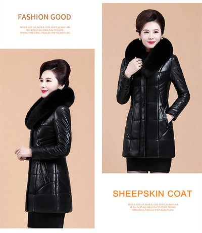 Chaqueta de Cuero Acolchada con Cuello de Piel Sintética para Mujer - Image 12
