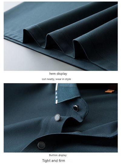 Polo Oversize de Seda Helada para Hombre - Manga Corta con Solapa Relajada - Image 12