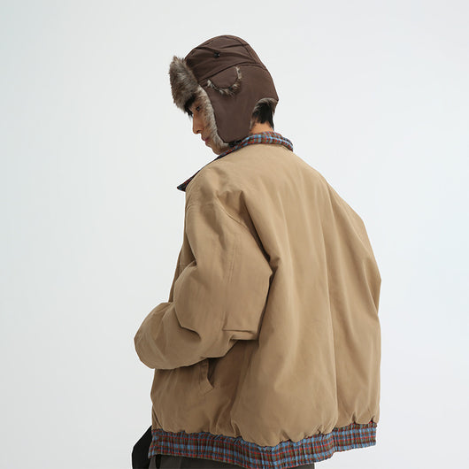 Abrigo Reversible de Algodón Acolchado con Cuello Tipo Polo - Estilo Retro Casual - Image 11