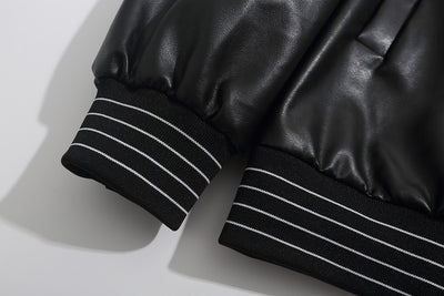 Chaqueta de Cuero PU para Motociclista con Costuras y Estampado - Image 14