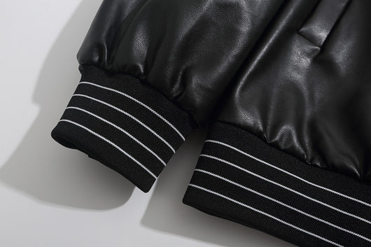 Chaqueta de Cuero PU para Motociclista con Costuras y Estampado - Image 14