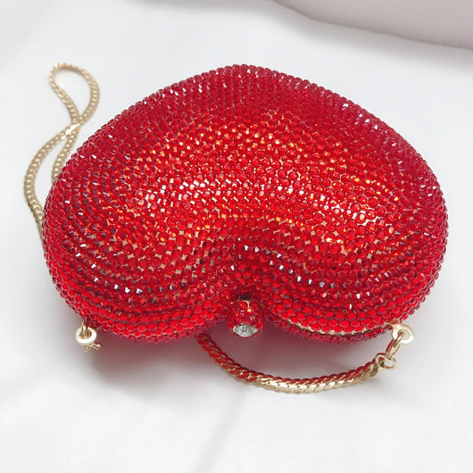 Bolso de Cena Corazón Diamante Rojo Pêssego - Image 12