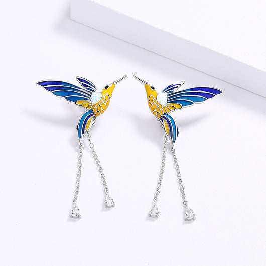 Aretes Colibrí Resina Epoxi Estilo Country - Diseño Animal para Mujer - Image 5