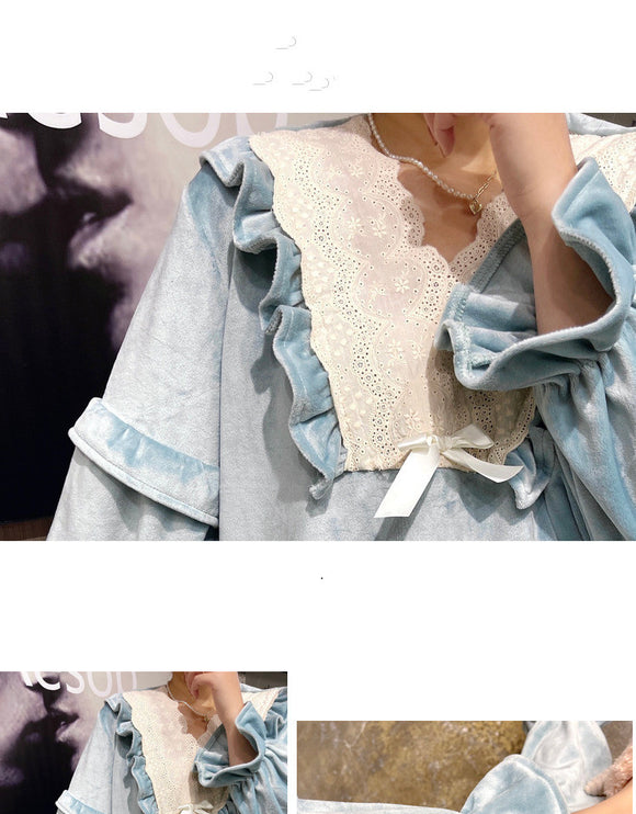 Conjunto de Pijama Encaje Dulce Estilo Coreano para Casa