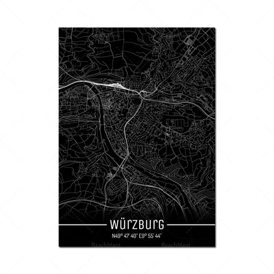 Cuadro Decorativo Mapa Líneas Negras - Lienzo Moderno para Pared - Image 29