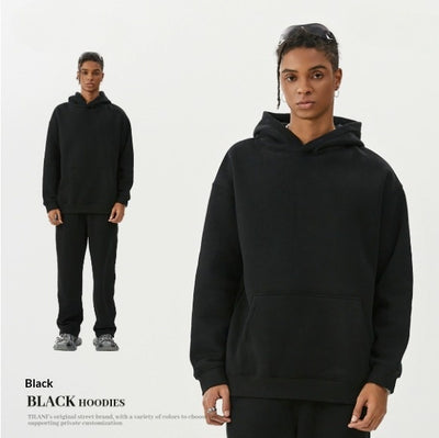 Young woman wearing a pink fleece-lined hoodie and matching sweatpants tracksuit set with a drawstring hood and kangaroo pocket. - Image 7