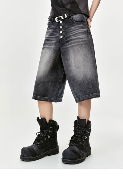 Pantalones Cortos Estilo Retro Americano Lavado Blanco con Detalles Desgastados - Image 11