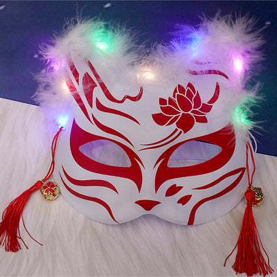 Máscara Luminosa de Zorro y Gato Bifronte con Plumas - Image 32