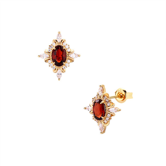 Conjunto de Anillo y Aretes Premium Vintage Granada Natural