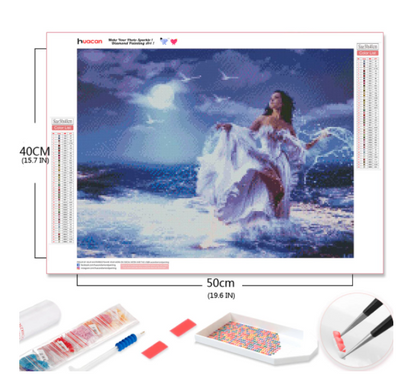 Pintura de Diamantes Mujer en la Playa - Bordado de Diamantes para Decoración del Hogar - Image 9