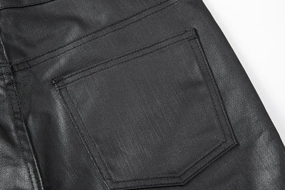 Pantalones Casuales de Hombre con Cierre y Tela Encerada - Image 5