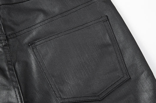 Pantalones Casuales de Hombre con Cierre y Tela Encerada - Image 5