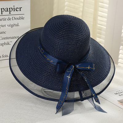 Sombrero de Paja Mesh con Cinta para Mujer Primavera Verano - Image 5
