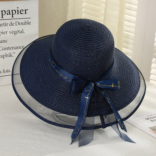 Sombrero de Paja Mesh con Cinta para Mujer Primavera Verano - Image 5