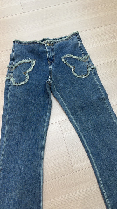 Jeans Slim Fit Retro con Bordado de Mariposas para Mujer - Image 11
